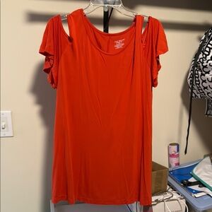 Lane Bryant Red Relaxed Cut Out Tee